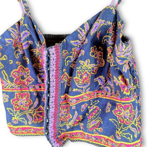 American Eagle Outfitters Y2K Floral Cropped Hippie Boho Festival Babydoll Top S - Picture 2 of 8